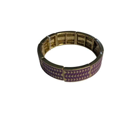 Lia Sophia Retired Purple Rhythmic Stretch Bracelet Geometric Pattern Gold Accen - Picture 6 of 7